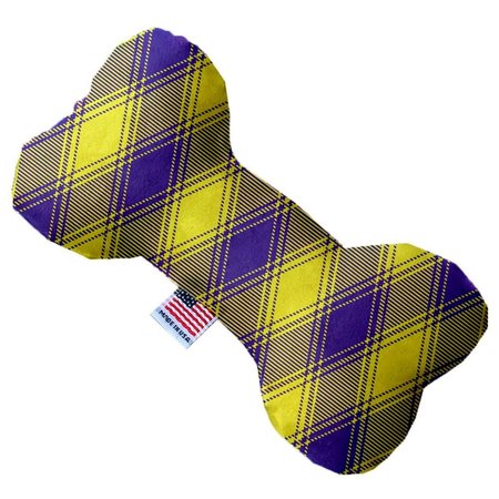 MIRAGE PET PRODUCTS Purple & Yellow Plaid 6 in. Stuffing Free Bone Dog Toy 1354-SFTYBN6